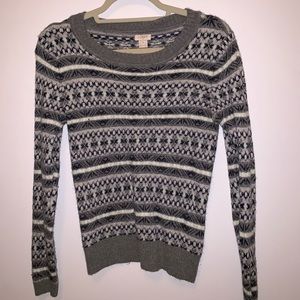 JCrew Grey/Aqua Winter Aztec Sweater